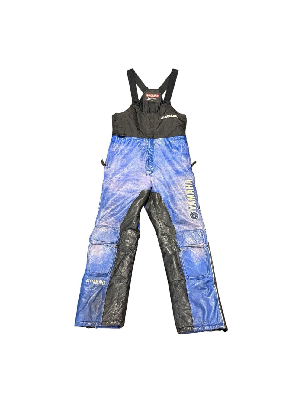 Yamaha Collection Snowmobile Bib Pants Size Large Blue Leather Cowhide Men’s